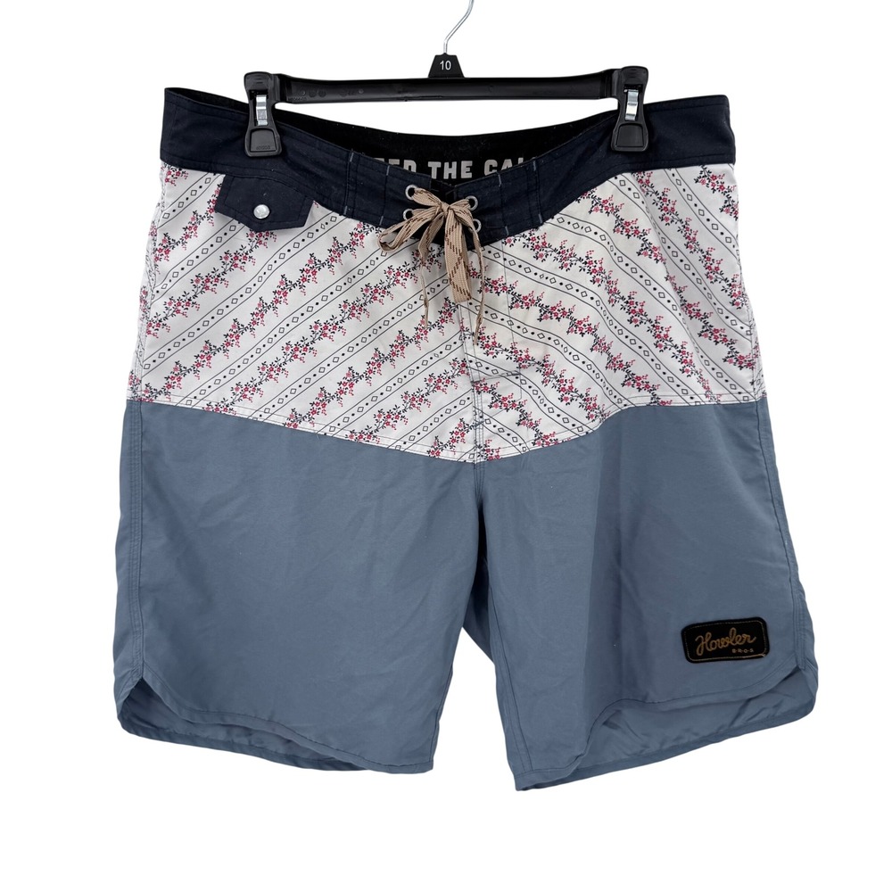 Howler Brothers Mens Blue Floral Board Shorts Swim Trunks Size 35 Heed The‎ Call